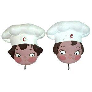 Campbells Soup Kids Vintage Chalkware Wall Hangers Adorable! RARE!